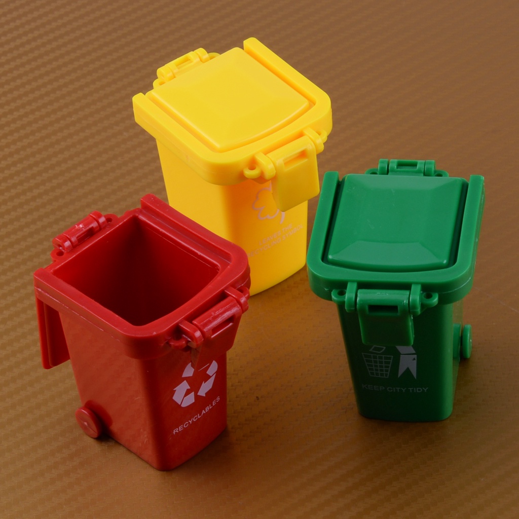 3pcs 3 Color Kids Cute Mini Trash Can Bin Toy Garbage Truck Curbside
