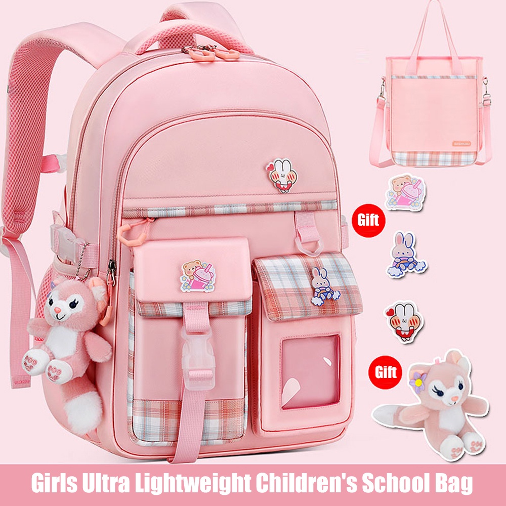 New schoolbag girls schoolbag primary school schoolbag grades 1-6 to reduce the burden of spine protection schoolbag girl schoolbag ultra-light children's backpack