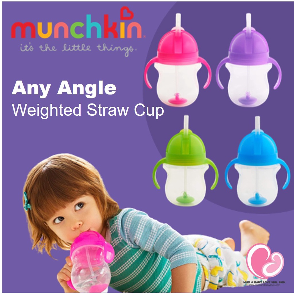 Munchkin 7oz / 207ml Any Angle Click Lock Weighted Straw Trainer Baby