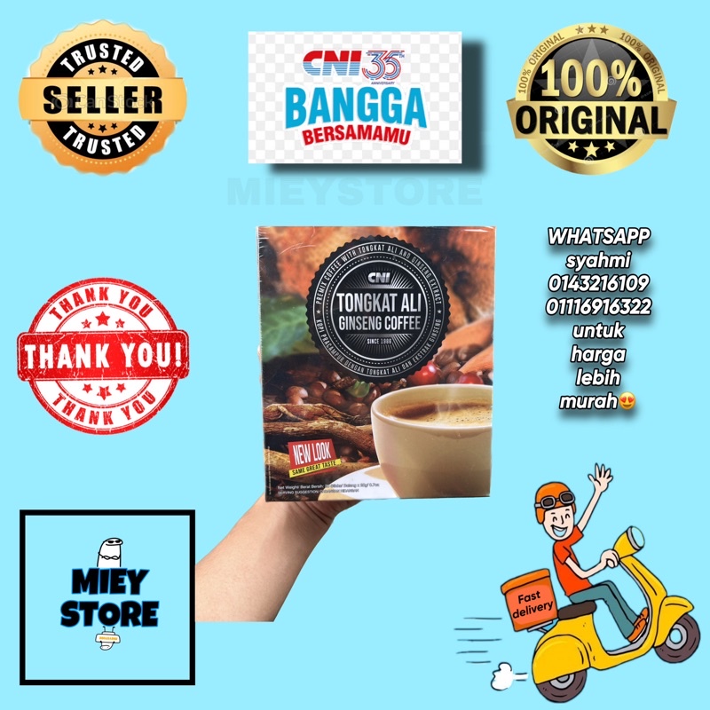 CNI Tongkat Ali Ginseng Coffee 20 sticks x 20g - Kopi Pra Campuran, Ekstrak Tongkat Ali & Ginseng