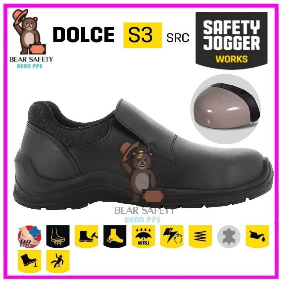 Safety Jogger Safety Shoes -Dolce S3 (Black) with Toe Cap { Food Industry } #Bear Safety#