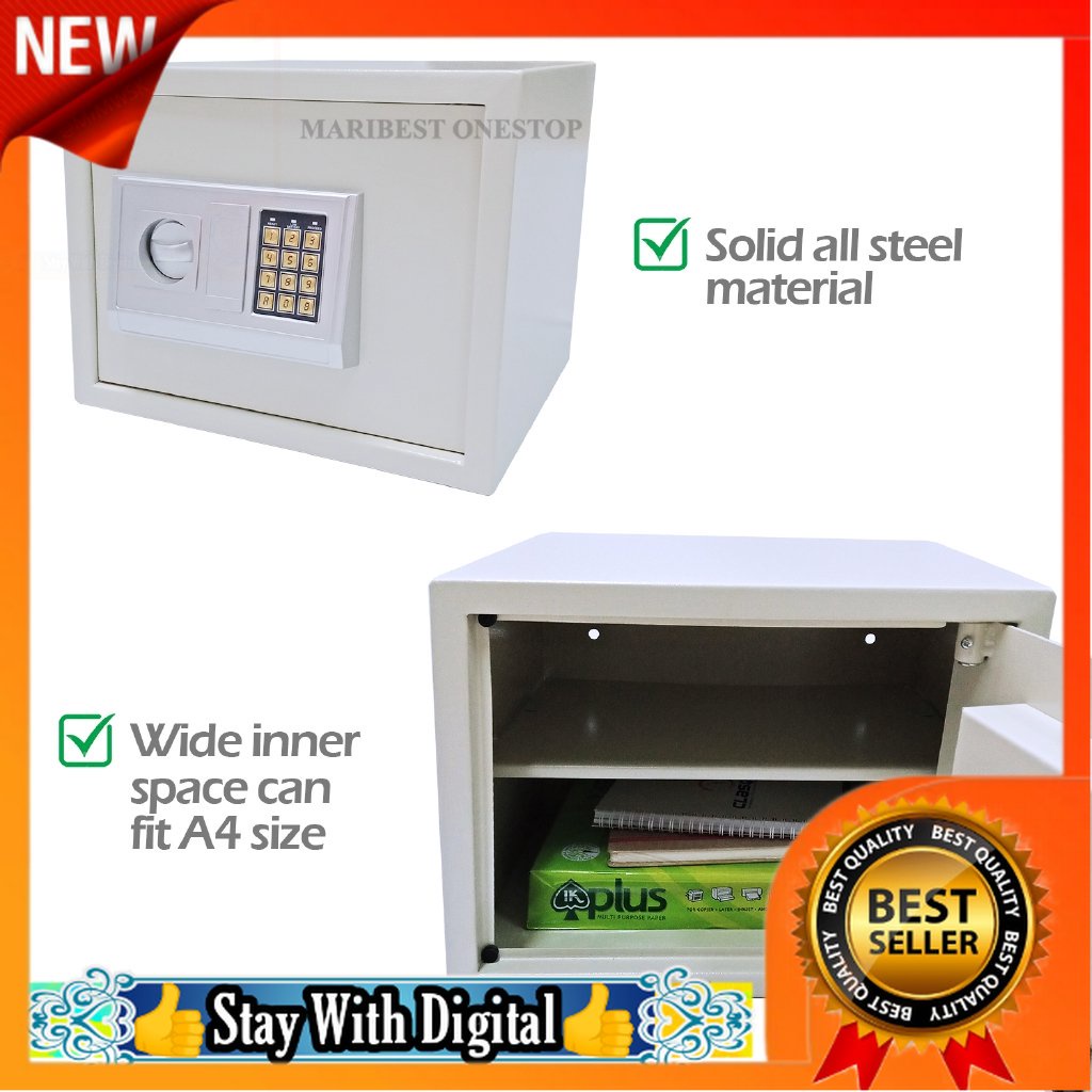 FREE POS 🌹[Local Seller] 8.5KG Large 38cm Fit A4 Size Safety Box Safe Box Burglary Safe Box Anti-Theft B