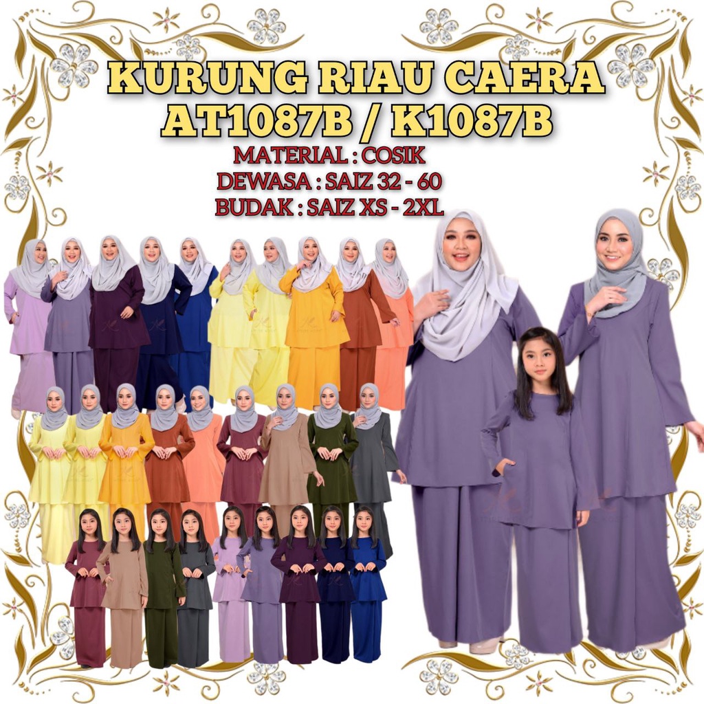 Baju Kurung Riau/ Caera Kurung Riau Sedondon (boleh beli asing2 juga) 14 warna/Baju Raya 2023