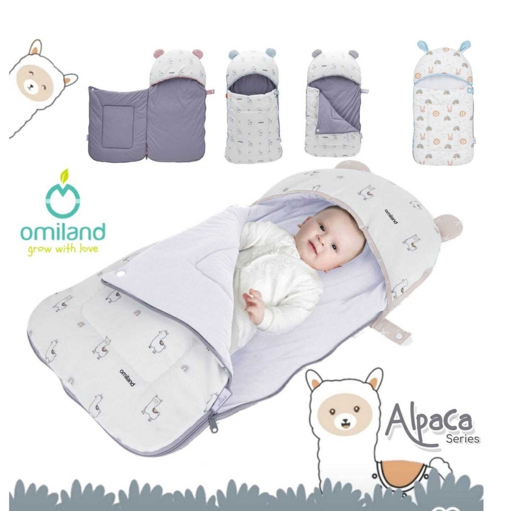 Omiland Sleeping Bag Panda, Sloth, Rainbow & Alpaca Series Baby Sleeping Bag Blanket Hat Baby Blanket Soft And Warm Original