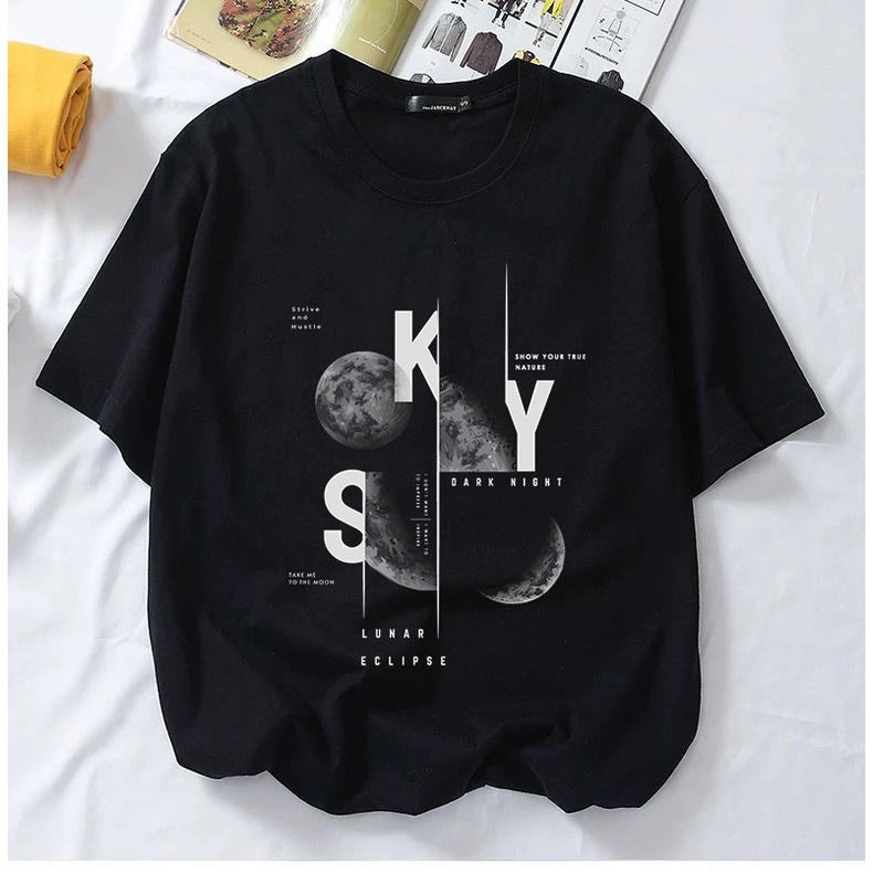 "SKY" graphic 100%cotton t-shirt lengan pendek /baju perempuan lelaki/Oversize/Couple/Plus Size Tee/hitam putih