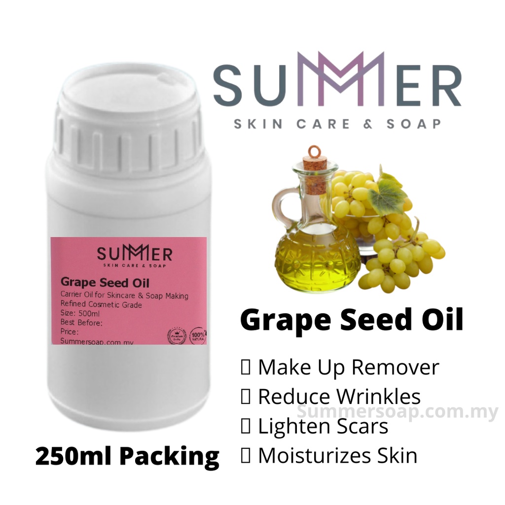 Organic Grape Seed Oil 250ml Natural Cold Pressed Carrier Oil, Massage Oil, Make up remover, Organic Grapeseed Oil 葡萄籽油