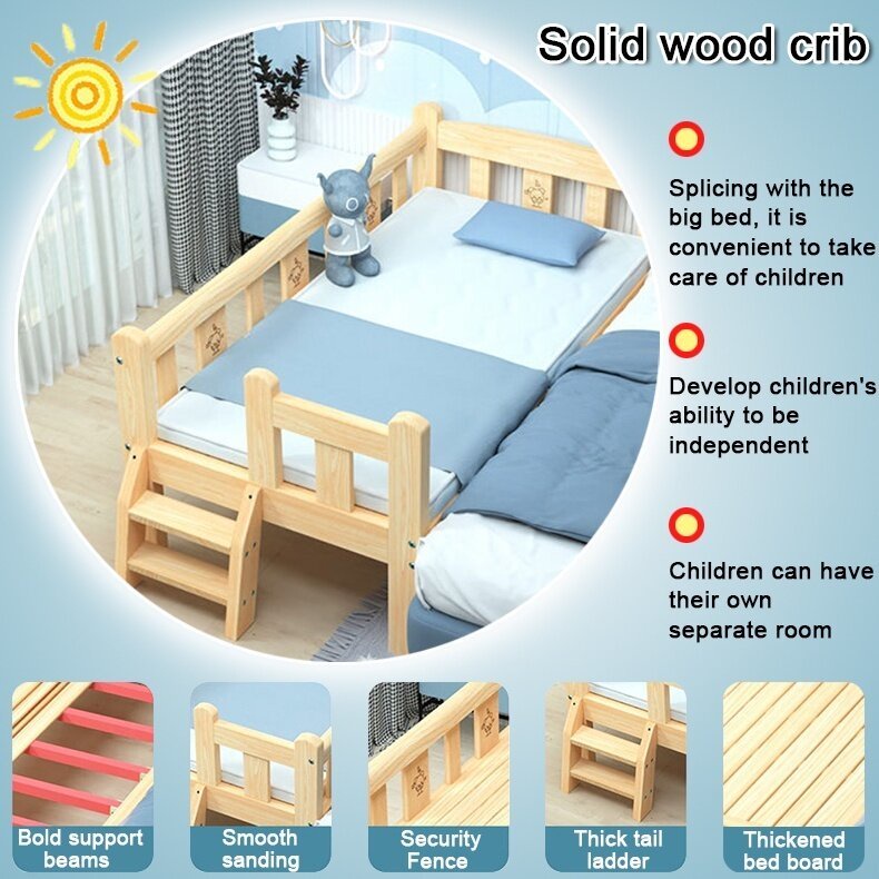 Ready Stock+Upgrade 4 Guardrail150cm Katil Baby Murah Baby Cot Katil Kanak Kanak Lelaki Katil Single Budak Baby Bed Extension Kids Bed Frame Children Bed With Guardrail And Ladder Solid Wood Bed Katil Budak Lelaki Murah Katil Budak Kartun Murch 婴儿床 儿童床