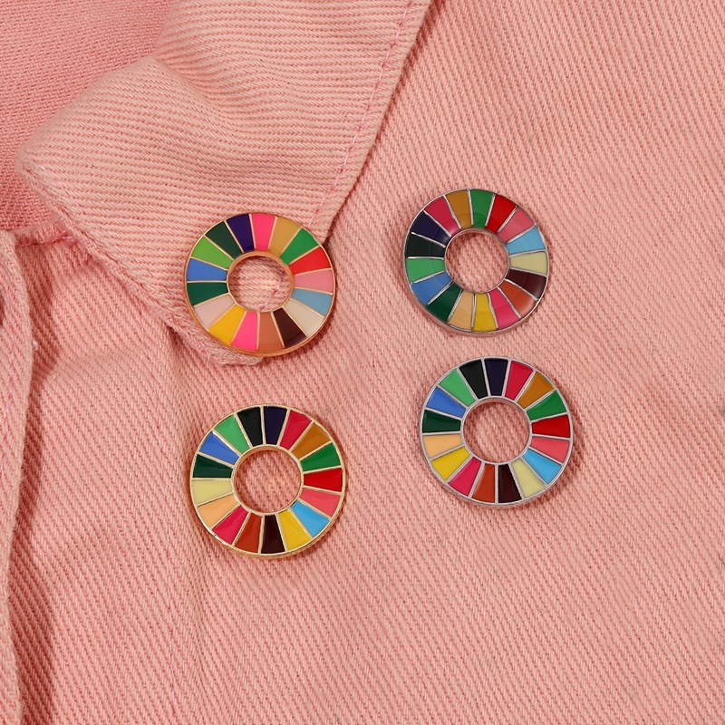 Creative Sustainable Development Goals Enamal Pin United Nations SDGs Pin Brooch Badges Fashion Rainbow Pins