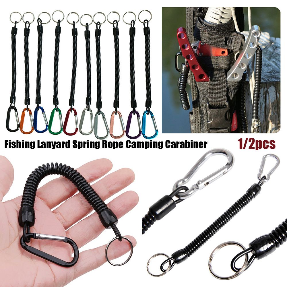 In Stock!!! 1/2pcs Tactical Retractable Spring Elastic Rope Security Gear Tool For Outdoor Hiking Camping Anti-lost Phone Keychain S1