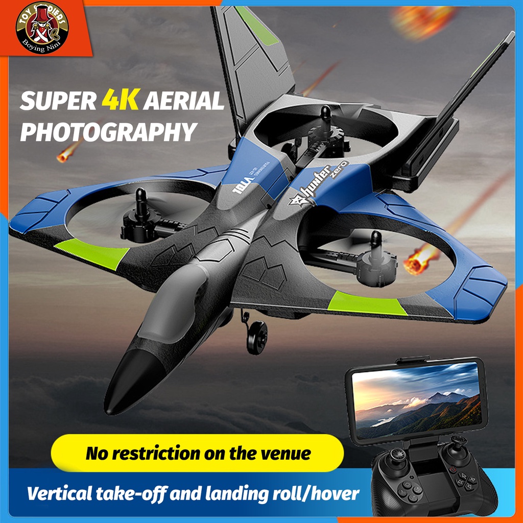 [New] V27 RCFighter 15 Inch Super Remote Control Aircraft 2.4GHz Combat Glider 360 ° Stunt Rotating Drone Children's Toy