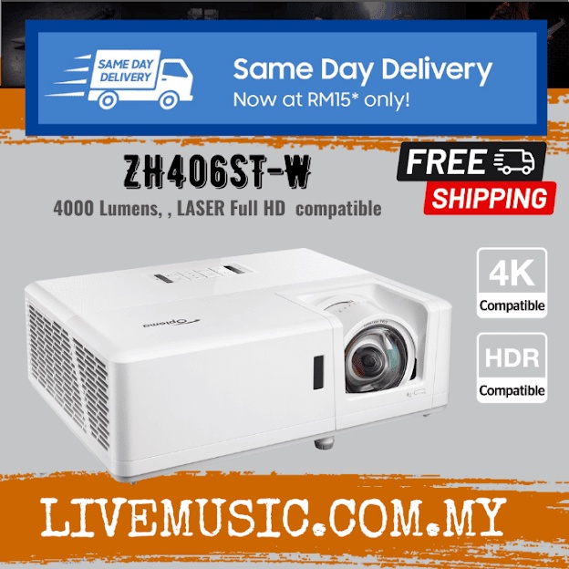 Optoma ZH406STW Bright short throw Laser Projector ( ZH406 ST W