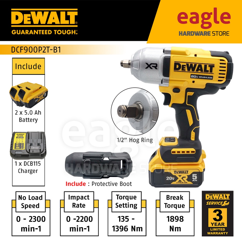 Dewalt DCF900P2TB1 18/20V 1/2" ( 12.7mm ) Brushless Cordless High