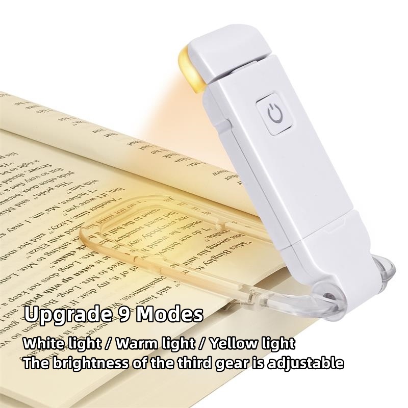 Upgrade 9 Modes LED USB Rechargeable Book Reading Light Brightness Adjustable Eye Protection Clip Book Light Portable Bookmark ReadLight USB rechargeable reading light