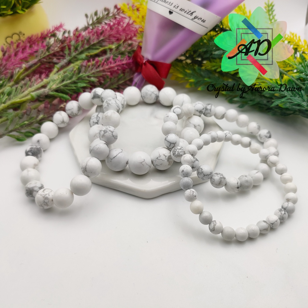 AD031 Howlite 白纹石 Natural Healing Crystal Bracelet 天然疗愈水晶手链