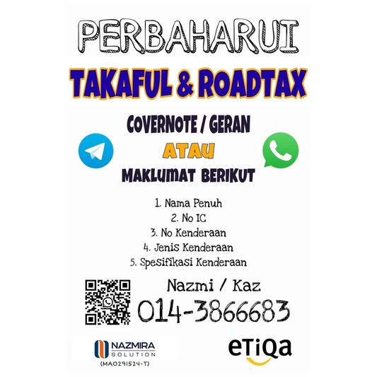 Takaful/Insurans Dan Roadtax Kenderaan | Shopee Malaysia