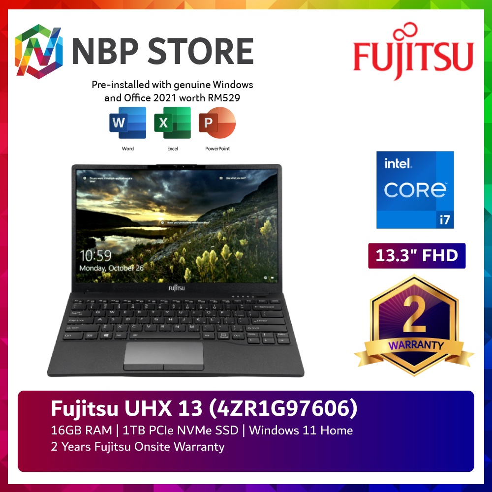 Fujitsu UHX 13 (4ZR1G97606) 13.3'' FHD Laptop Black ( I7-1165G7, 16GB ...