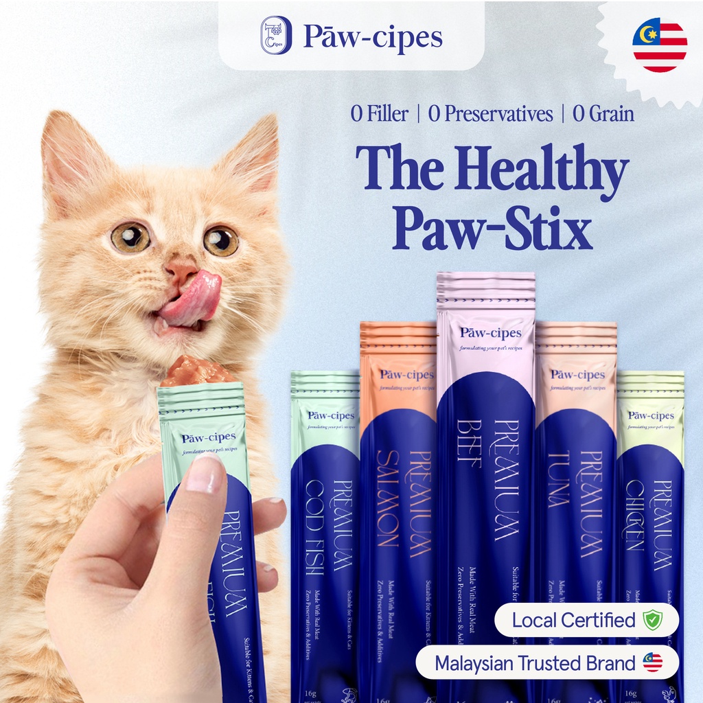 Paw-cipes Wet Licking Cat Treats Paw Stix Premium Cat Food (16g ...