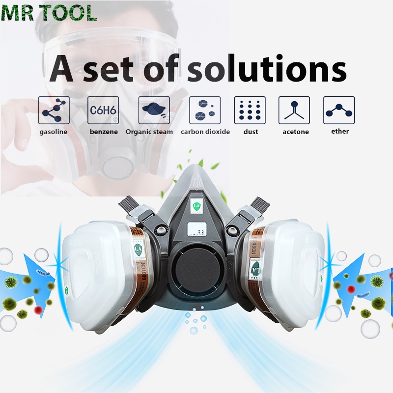 6200 Gas Mask Dust Mask Protection Toxic Vapor Filter Respirator Half
