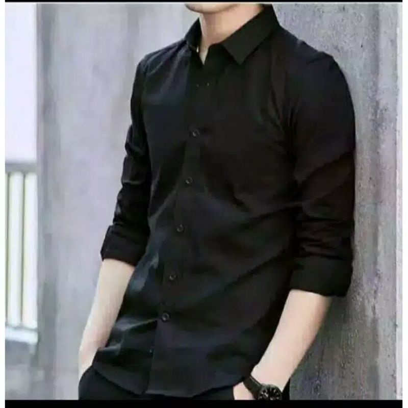 KEMEJA MERAH KATUN MEN'S SHIRT BLACK PLAIN LONG SLEEVES DISTRO SLIMFIT CASUAL FORMAL SHIRT BLACK OFFICE HEM BAJU MEN'S SHIRT LONG SLEEVES DISTRO CASUAL CASUAL RELAXING COTTON WORK SERVICE PNS WHITE RE