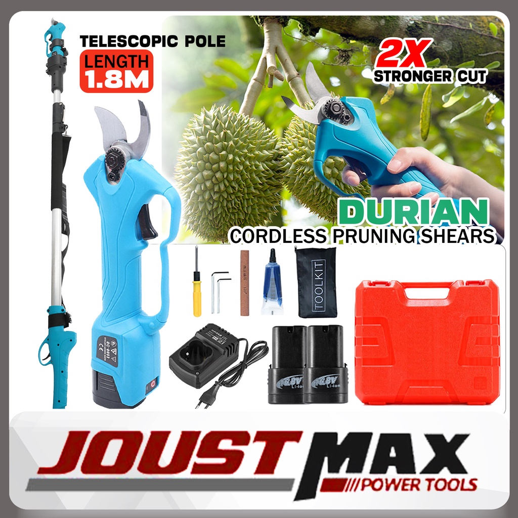 Durian Cordless Pruning Shears Heavy Duty Tree Cutter Gunting Pokok