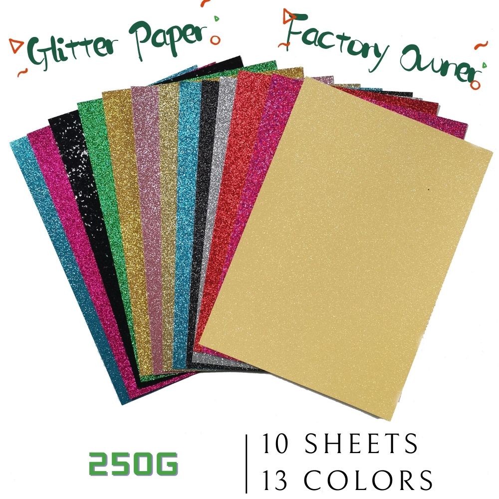 10 pcs 250GSM A4 FSC Glitter Cardstock Glitter Sheet Flash Paper Craft