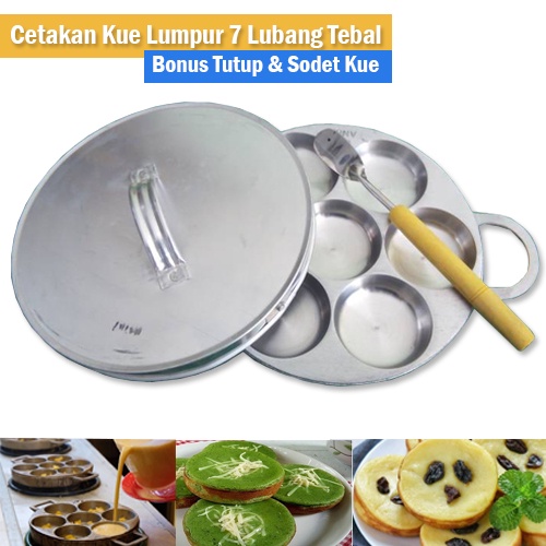 Mud Cake Mold Martabak Pan 7 Holes Thick Bonus Lid & Cake Mold
