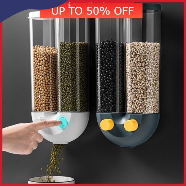 🎁KL STORE✨  2 in 1 Kitchen Wall Mounted Cereal Dispenser Dry Food Storage Container W