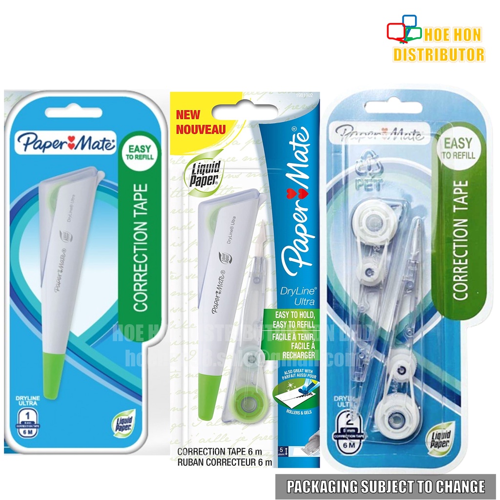 Papermate Liquid Paper Dryline Ultra Refillable Correction Tape Body or Refill Replacement 5mm 4