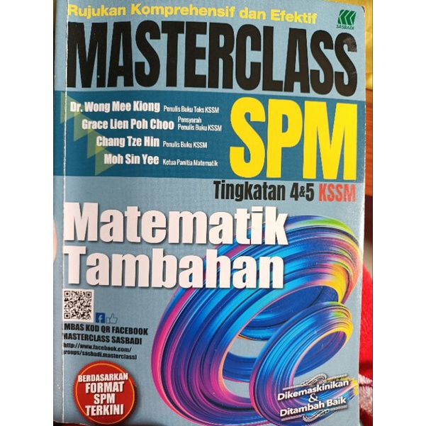 Sasbadi Masterclass Matematik Tambahan Spm Tingkatan Dan Kssm Add