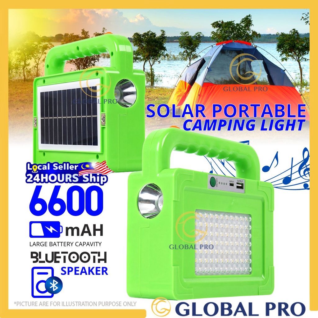 Solar Camping Light Rechargeable Power Bank Camping Bluetooth Speaker Touchlight Lampu Kecemasan