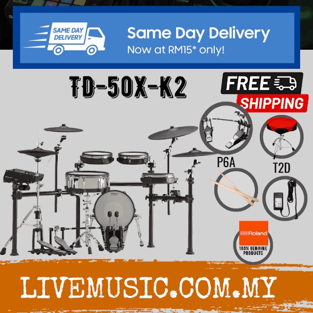 Roland TD50K2 VDrums Electronic Drum Set With Kick Pedal ( TD50K2 / TD50X ) Shopee Malaysia