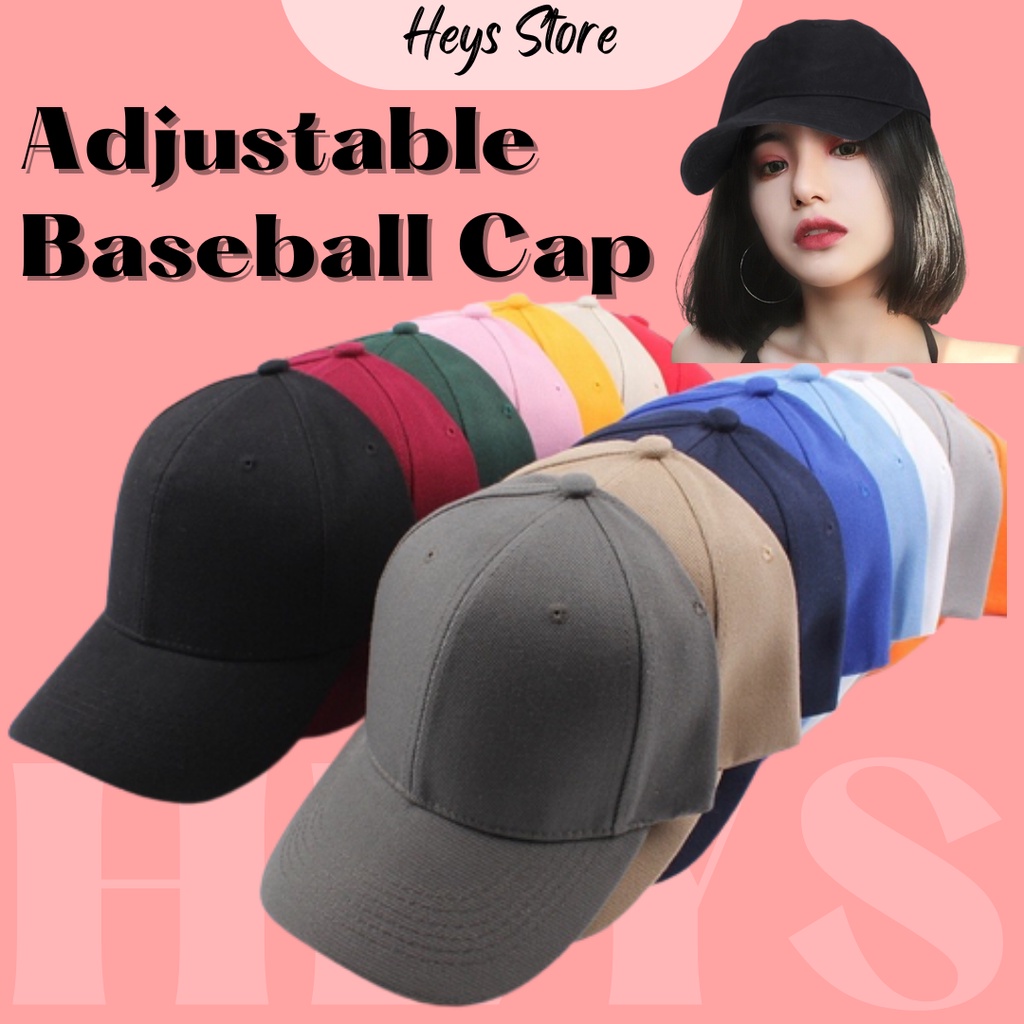 [Ready Stock] Korea Ins Plain Cap Colourful Stylish Unisex Baseball Cap Hat Size adjustable strap Topi Unisex 帽子