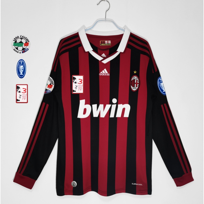 09/10 AC milan home jersey Longsleeve KITS 3# MALDINI、22# KAKA' 、32# BECKHAM 、80# RONALDINHO