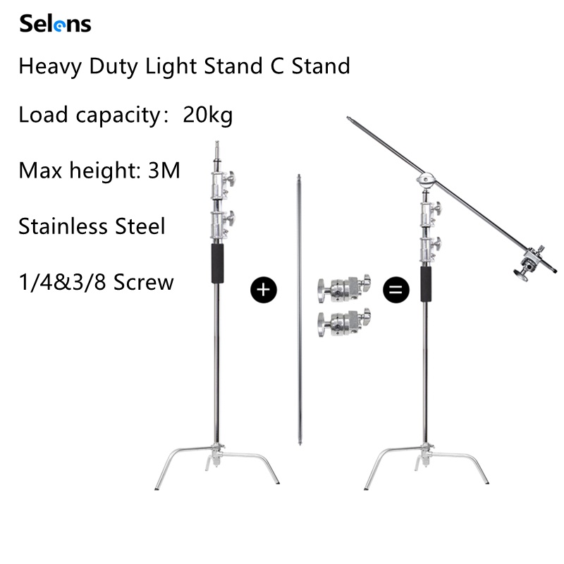 Selens Heavy Duty Light Stand C Stand with Rubber Base for Photography