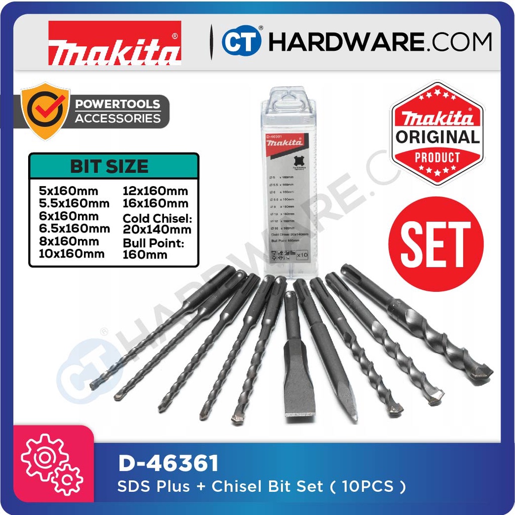 MAKITA D46361 ORIGINAL SDS PLUS BIT & CHISEL BIT SET Shopee Malaysia