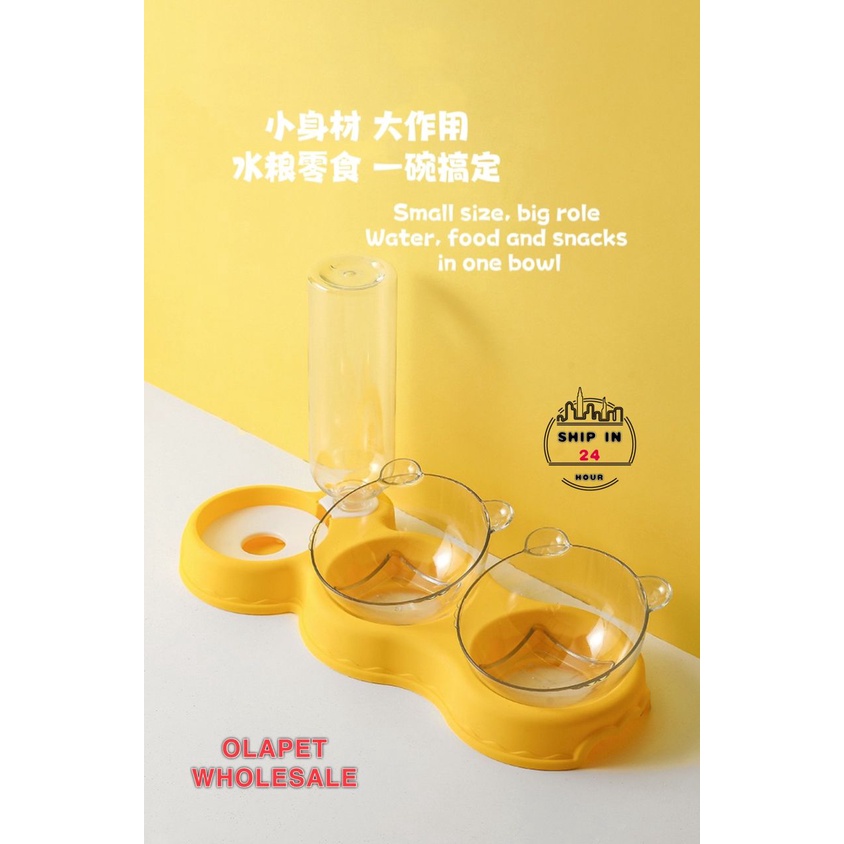 Cross-border best-selling pet multi-use three bowls to protect the cervical spine automatic drinking water anti-overturn