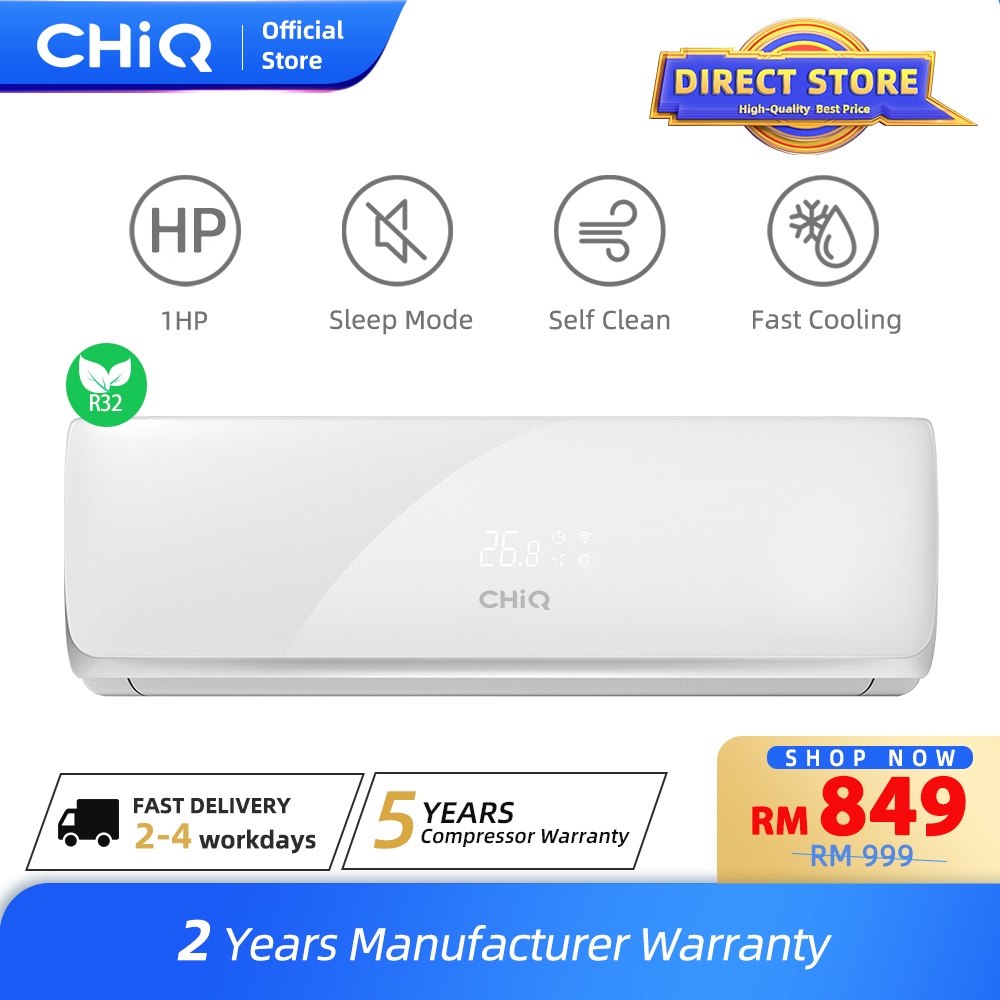 CHiQ Non-Inverter Air Cond R32 Air Conditioner 9K-12K BTU Fast Cooling ...