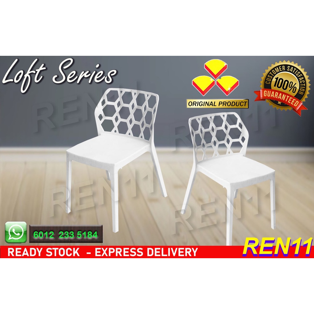 6 pcs 3v Stackable Plastic Chair, Design Chair, kerusi makan, Cafe
