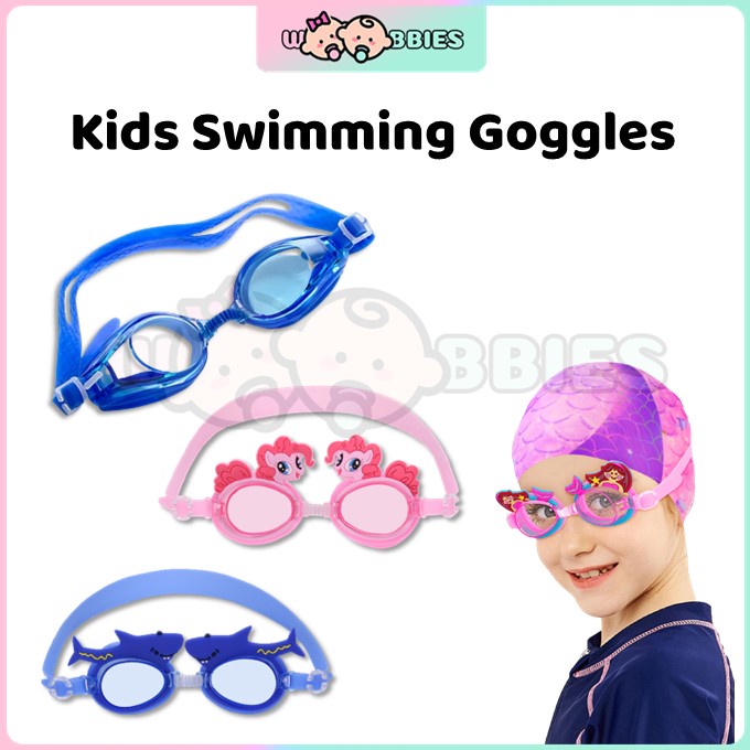 Woobbies Kid Cartoon Swimming Goggle Kids Swim Diving Adjustable Waterproof Anti-fog UV Protection