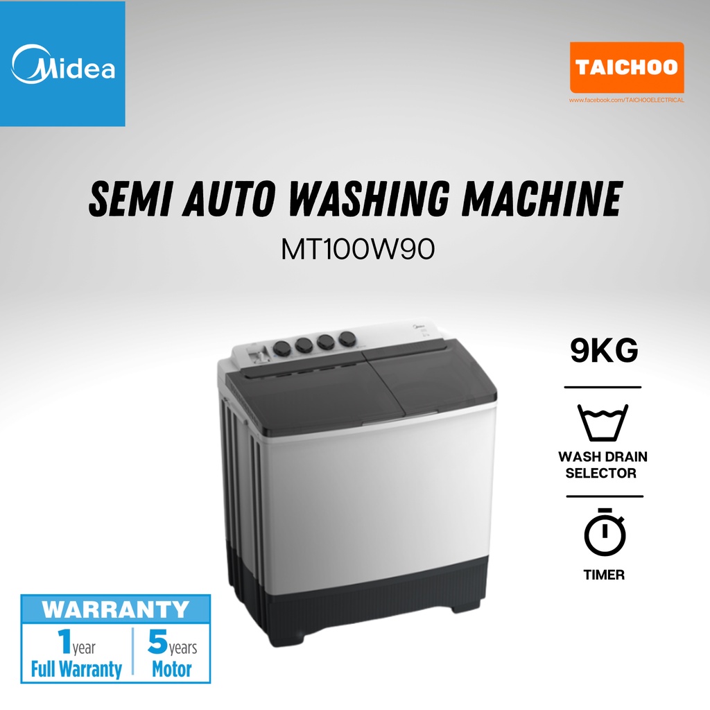 Midea Semi Auto Washing Machine 9KG MT100W90 Shopee Malaysia