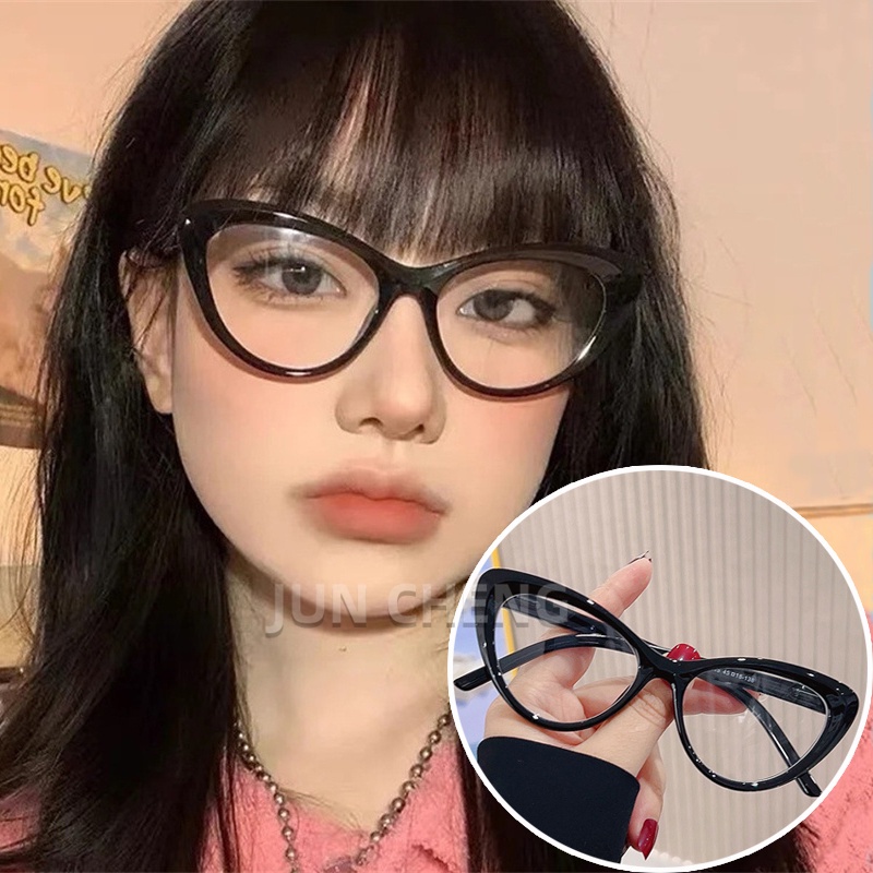 New Vintage Cat's Eye Glasses Frame Large Frame Eyeglasses Women's Fashionable Anti-blue Light Anti-radiation Glasses