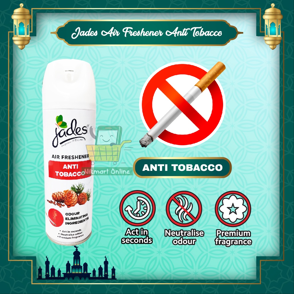 Jades Fragrances & Perfume Anti Tobacco Air Freshener Remove Smoke Odors / Penyembur Asap Rokok