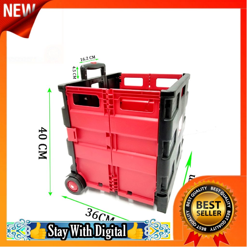 🌹[Local Seller]  Foldable Shopping Cart Luggage Trolley Portable Storage Box Pack and Roll Car T