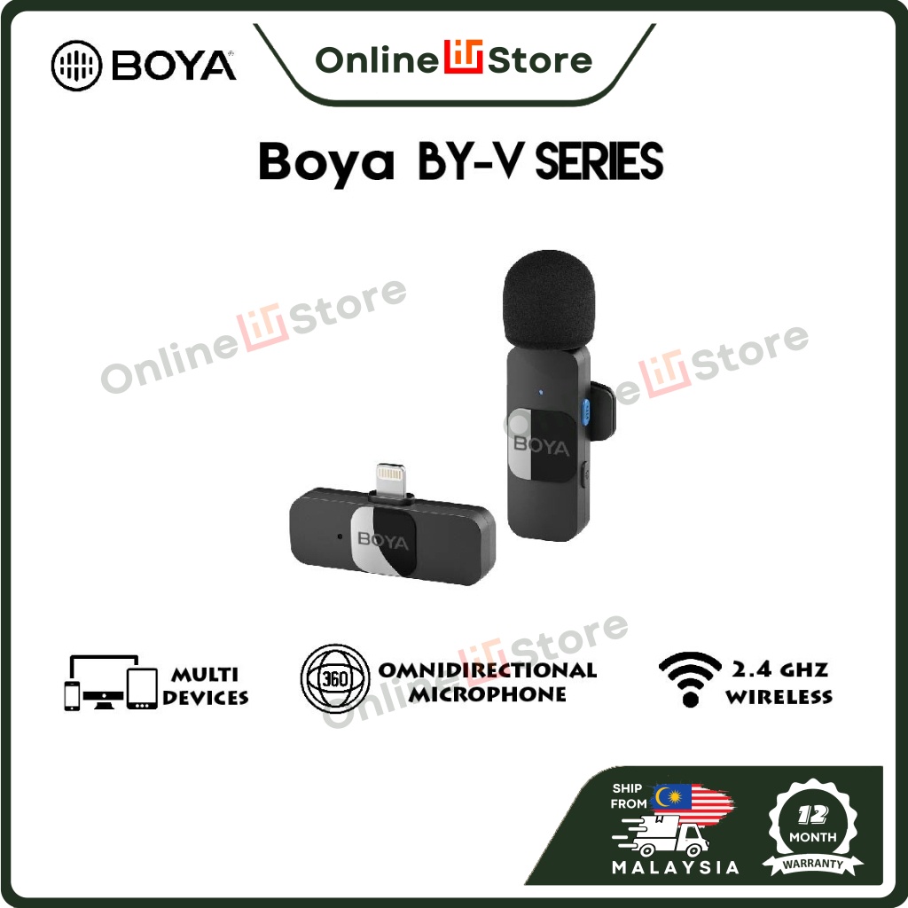 BOYA BY-V1 / V2 / V10 / V20 Ultracompact Content Creators 2.4GHz Wireless Mic Noise Cancellation Microphone Lavalier Mic