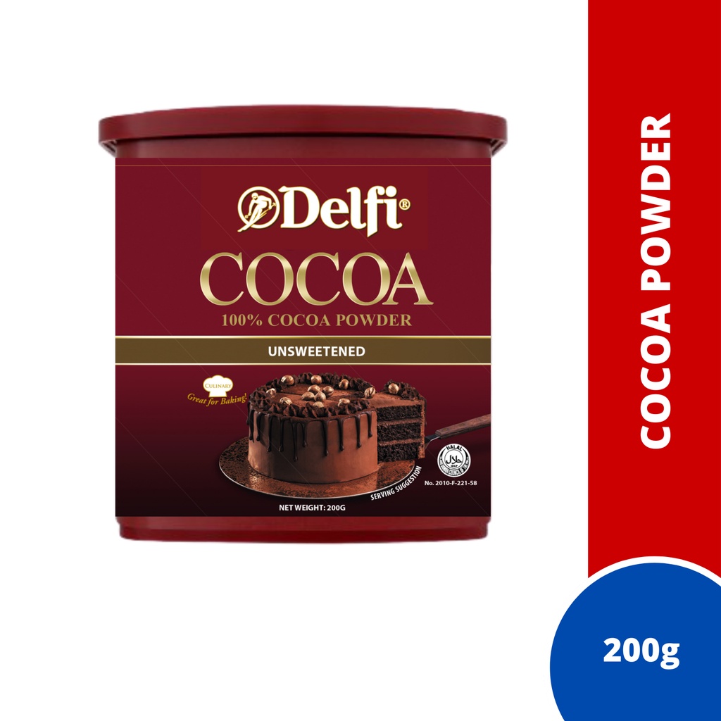 Delfi 100% Cocoa Powder 200g (Unsweetened) (Halal) [New Label] | Shopee ...