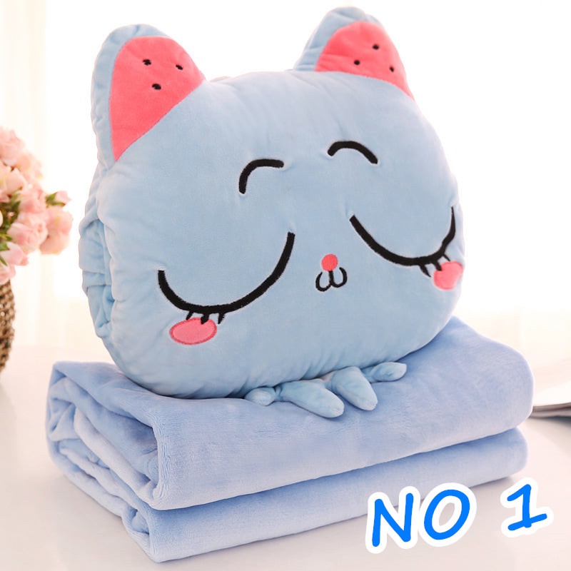 [Local Seller] EXTRA GIFT 3 in 1 Cute Cat Multifunction Cushion Pillow With Blanket Han