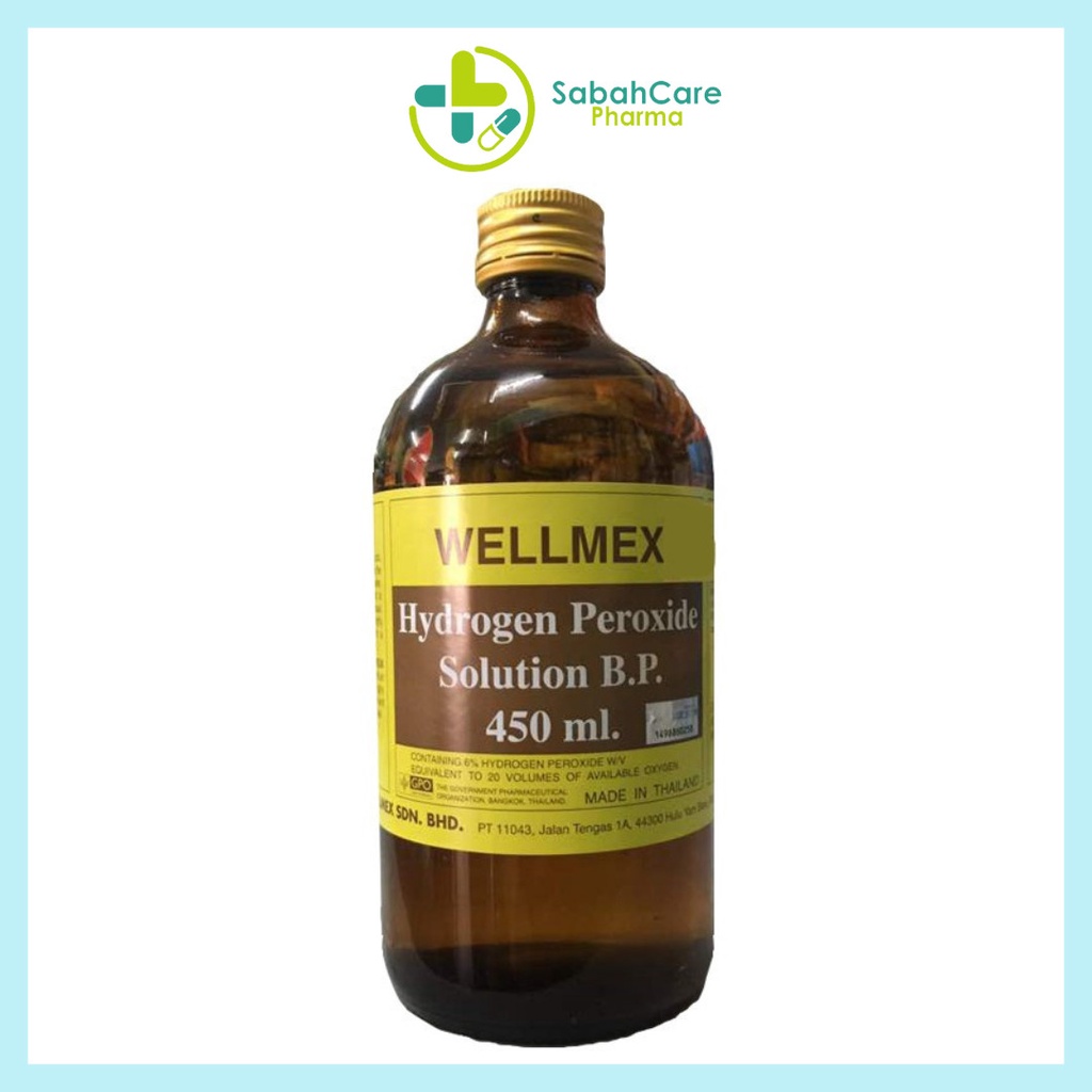 SABAHCARE WELLMEX HYDROGEN PEROXIDE 6 W/V SOLUTION DISINFECTANTS 450ML EXP DATE 12/24 Shopee