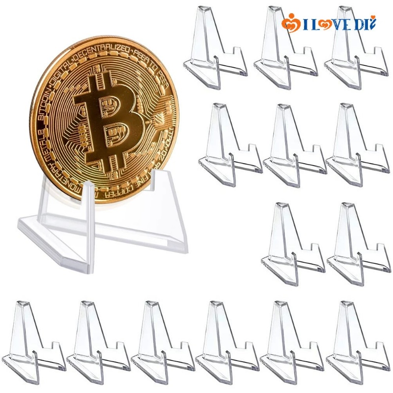 Mini Transparent Plastic Triangle Frame/ Collection Commemorative Coin Display Stand/ Multipurpose Business Card Jewelry Holder