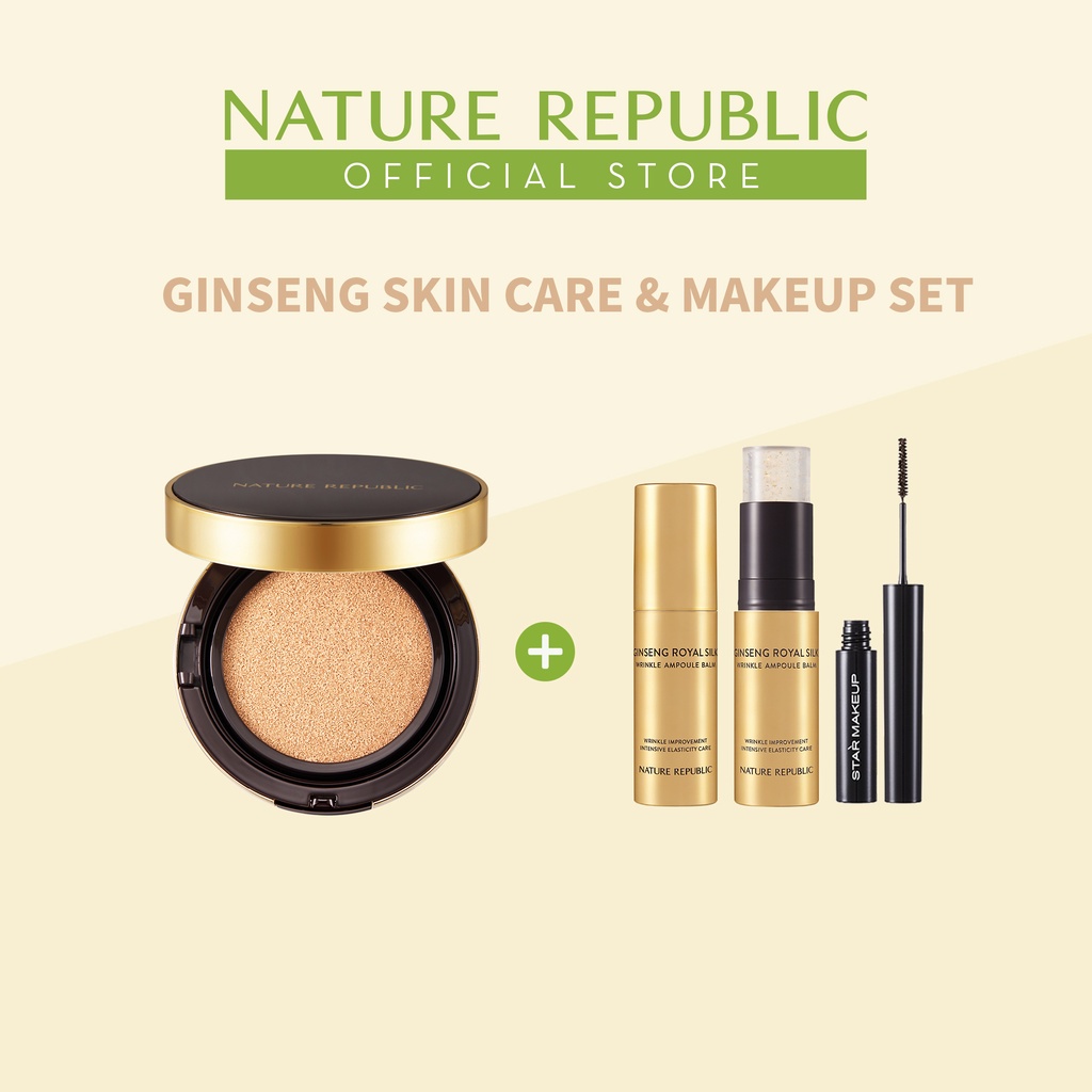 [Ginseng Skin care X Makeup Set] Ginseng Ampoule Cushion, Ginseng ampoule balm, Mascara