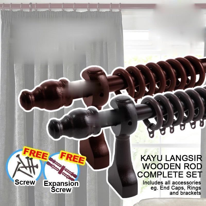 Wooden Curtain Rod / Kayu Langsir Kayu / Rod Langsir/ Batang langsir